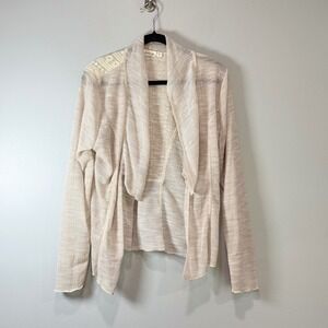 Boho Cream Lace Back Open‎ Front Waterfall Cardigan Sweater Womens XL
